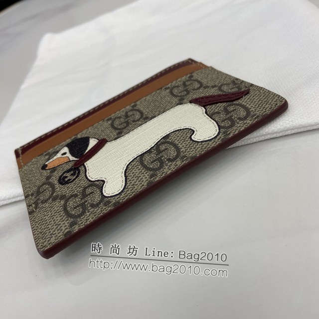 Gucci專櫃古馳最新款飾小狗細節GG迷你錢包卡夾卡包 jh2036型號：818769